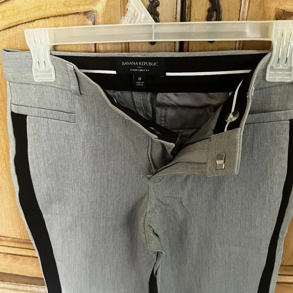 Banana Republic Sloan Curvy Heathered Grey Side Stripe Slim Ankle Pant Size 0 - Picture 4 of 5